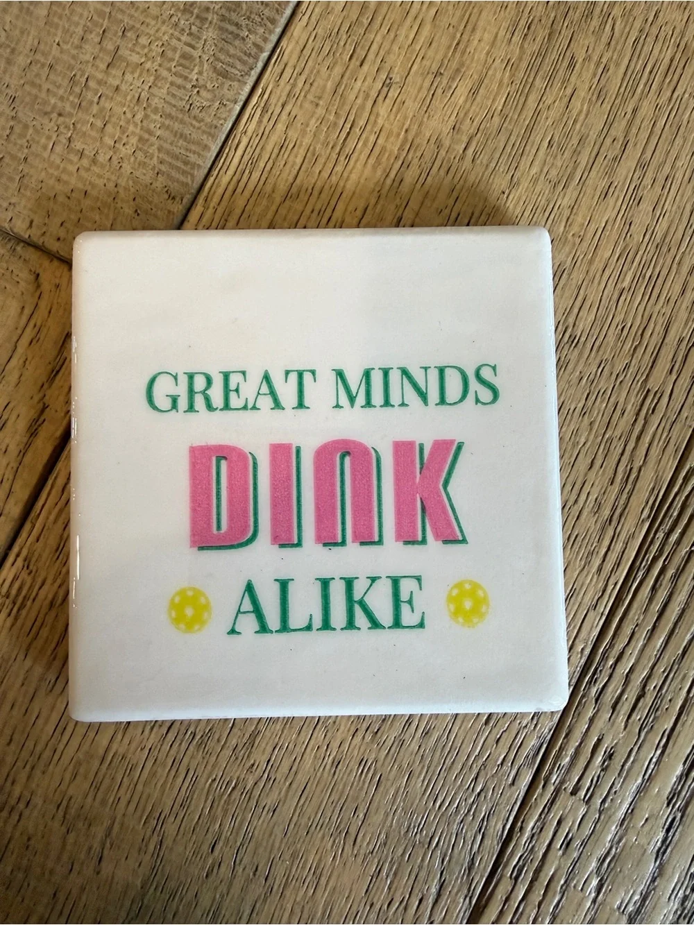 Resin Coated Ceramic Pickleball Coaster Set of 4